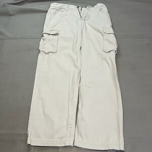 VTG Quiksilver Men Cargo Pant Beige 34x31 Cotton Baggy Y2K Emo Skate Grunge-4497